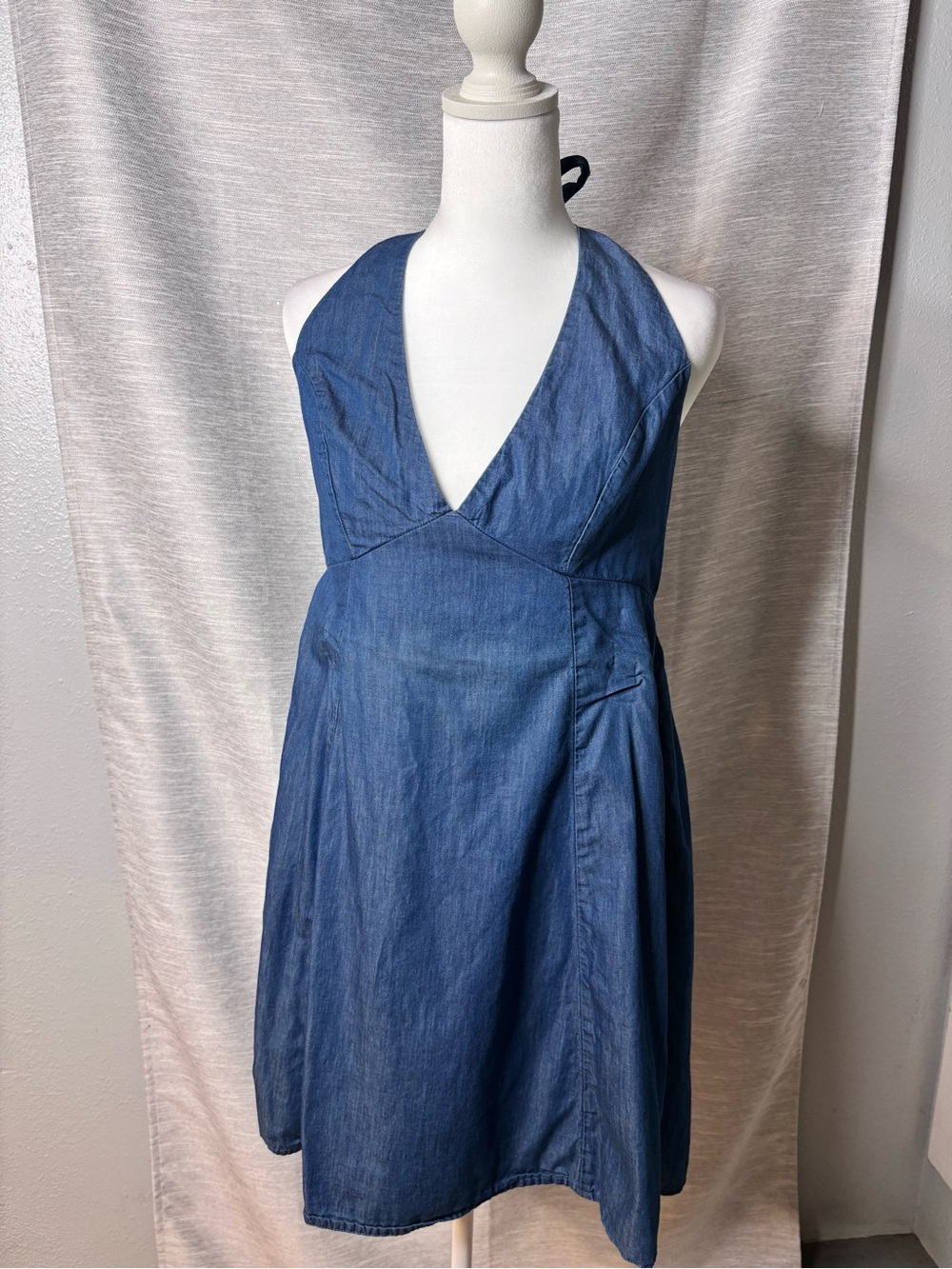 Holister denim Halter A-Line Dress in Blue